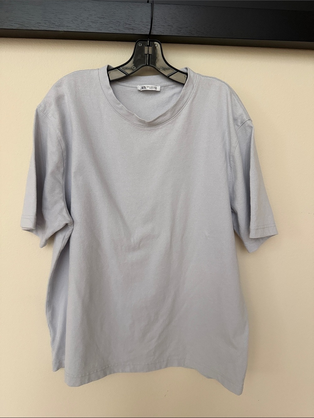 Zara Men's Pale Blue Crew Neck Short Sleeve Tee